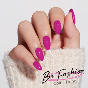 modelones Fuchsia Press On Nails with included accessories like glue and file