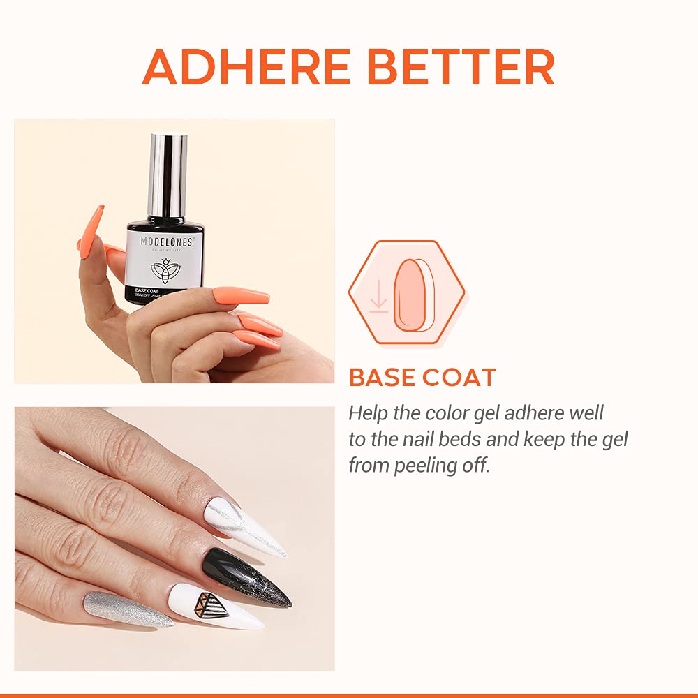 modelones Gel Base Coat Nail Polish 15ml bottle side view