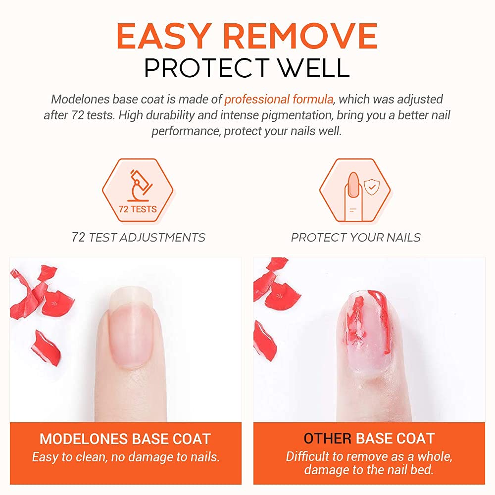 modelones Gel Base Coat Nail Polish 15ml in use at home