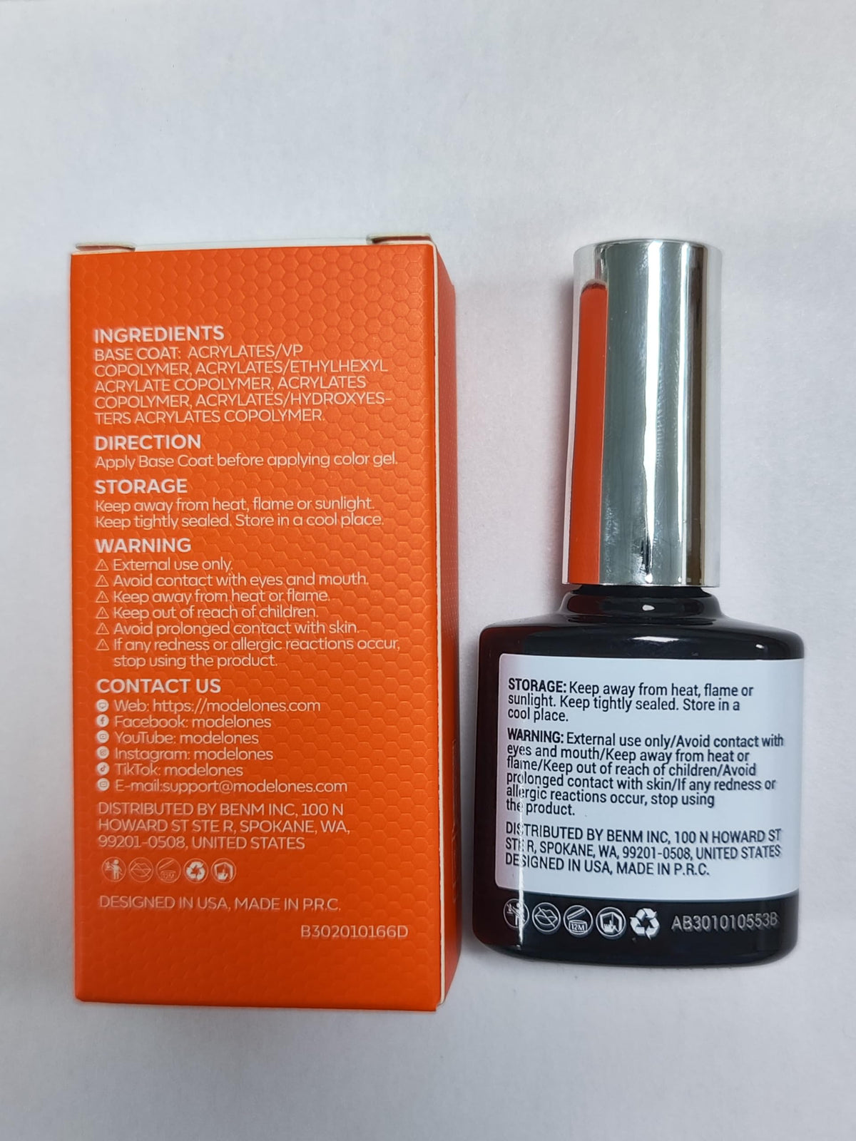 modelones Gel Base Coat Nail Polish 15ml with nail art tools