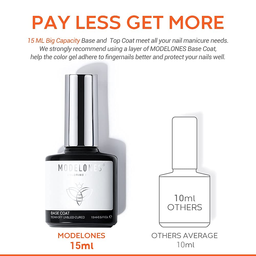 modelones Gel Base Coat Nail Polish 15ml with other nail products