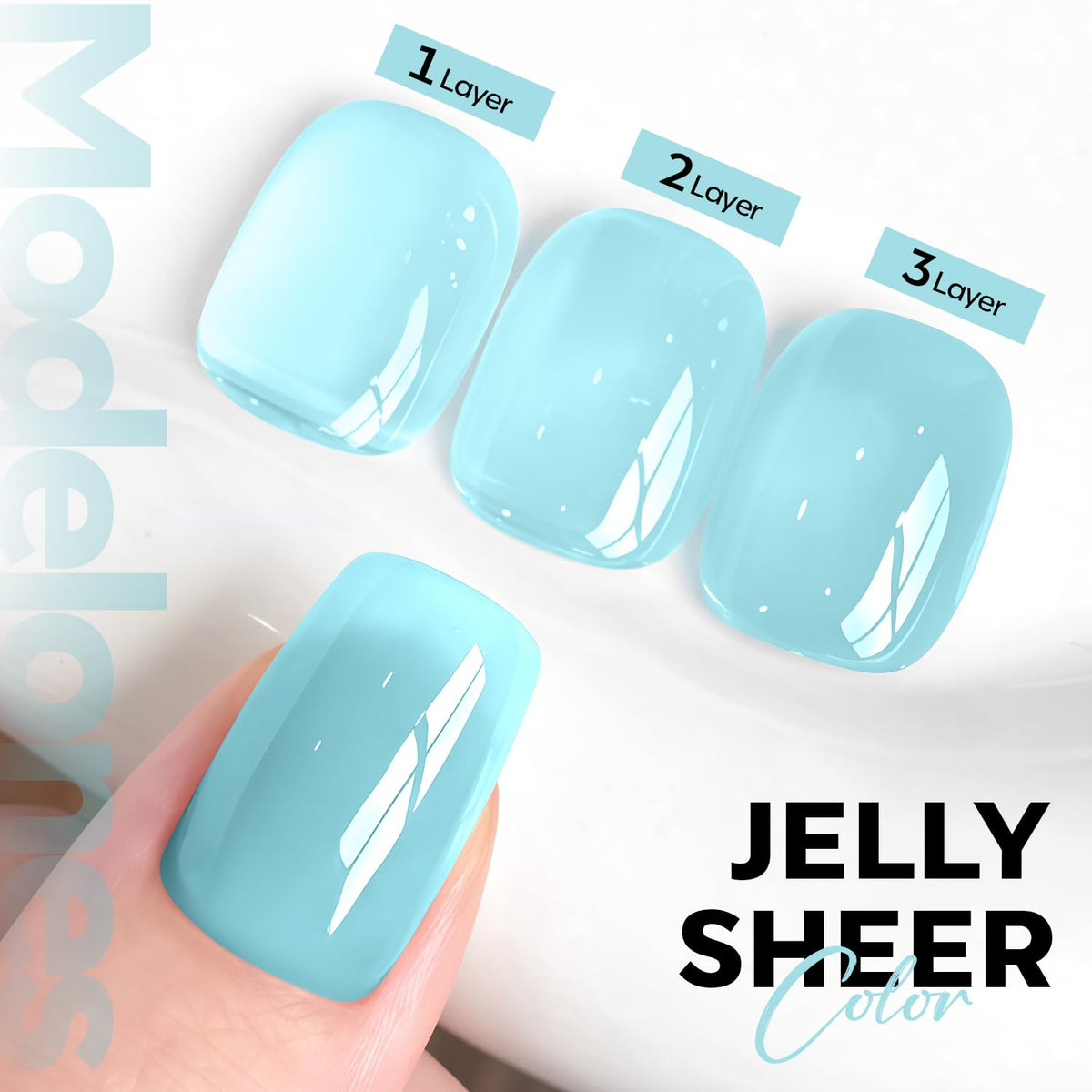modelones Gel Nail Polish Blue Jelly 15ml bottle side view