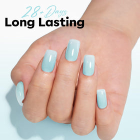 modelones Gel Nail Polish Blue Jelly applied on nails