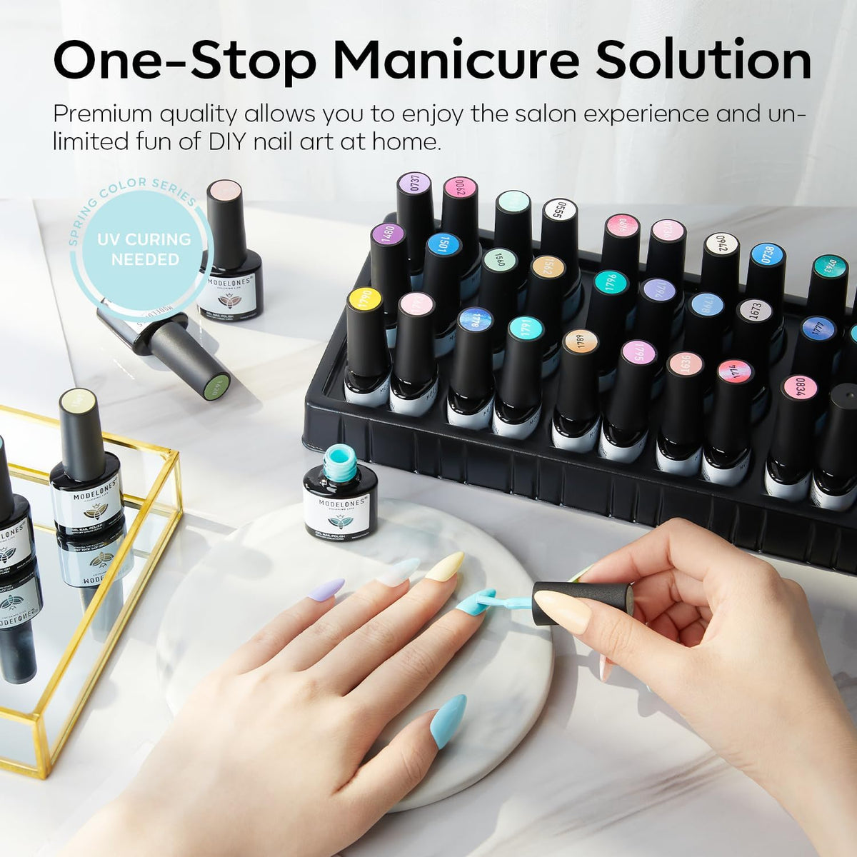 modelones Gel Nail Polish curing under LED light