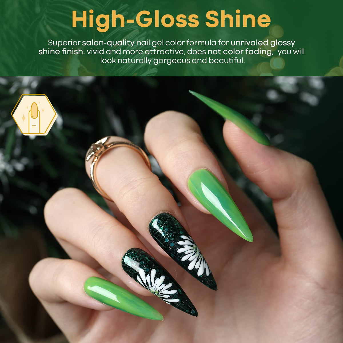 modelones Gel Nail Polish glitter finish close-up
