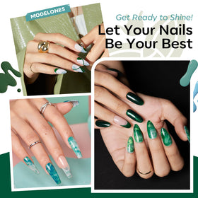 modelones Gel Nail Polish in green glitter shade bottle