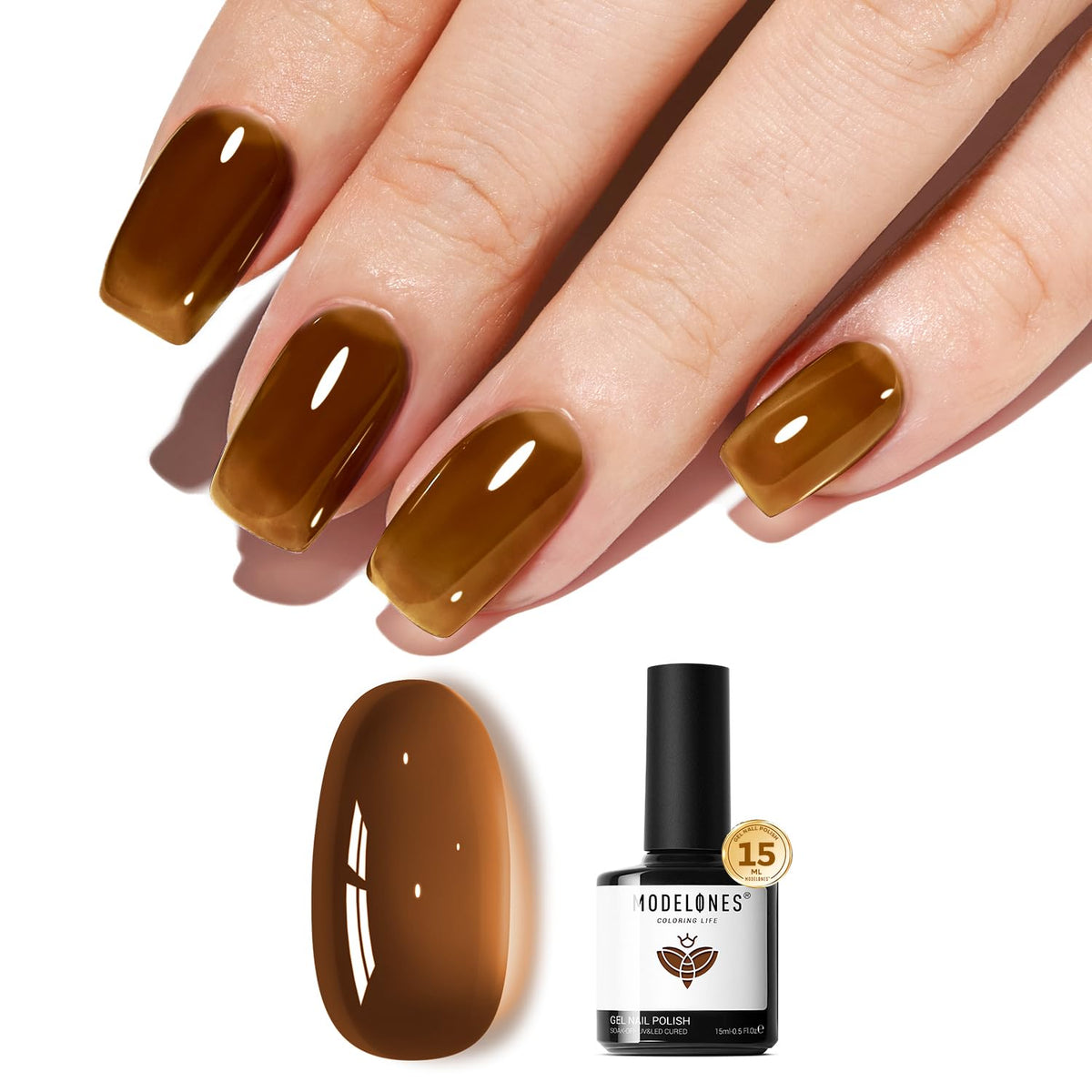 modelones Gel Nail Polish Jelly Brown Tea 15ml bottle front view
