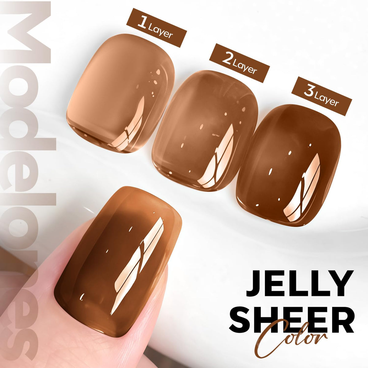 modelones Gel Nail Polish Jelly Brown Tea 15ml bottle side view