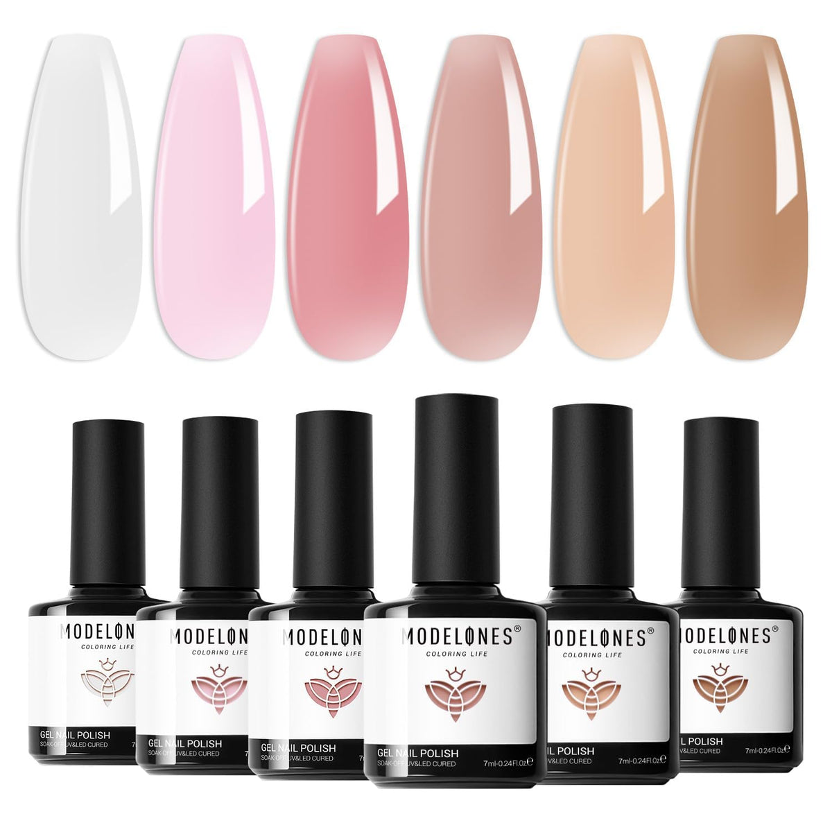 modelones Gel Nail Polish Kit with 6 colours in elegant packaging