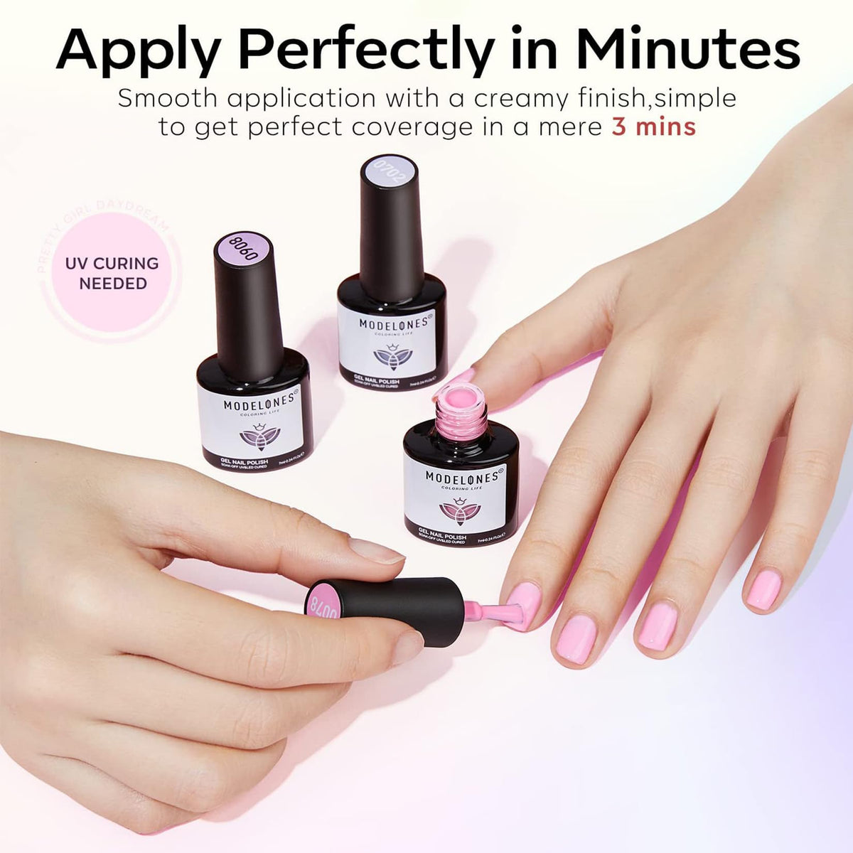 modelones gel nail polish quick-dry formula demonstration