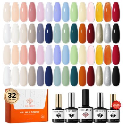 modelones Gel Nail Polish Set 32PCS front view with various colours