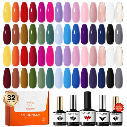 modelones Gel Nail Polish Set 32PCS with 28 colours and 4 top coats