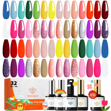 modelones Gel Nail Polish Set 32PCS with vibrant colours