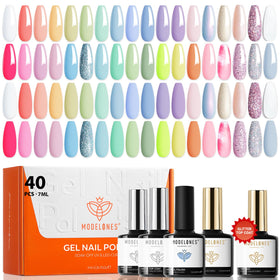 modelones Gel Nail Polish Set 40PCS with 28 colours and top coats