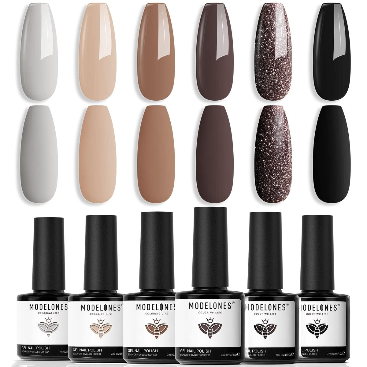 modelones Gel Nail Polish Set 6 Colours front view