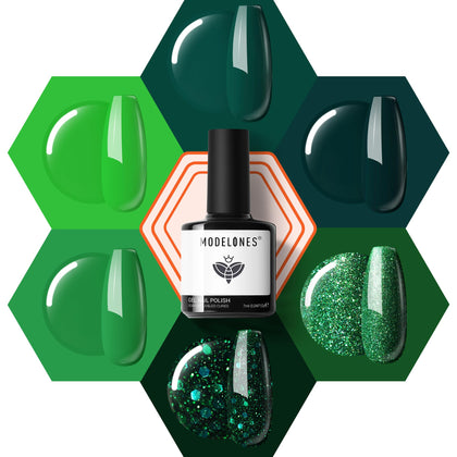 modelones Gel Nail Polish Set 6 Colours Glitter Sparkle front view