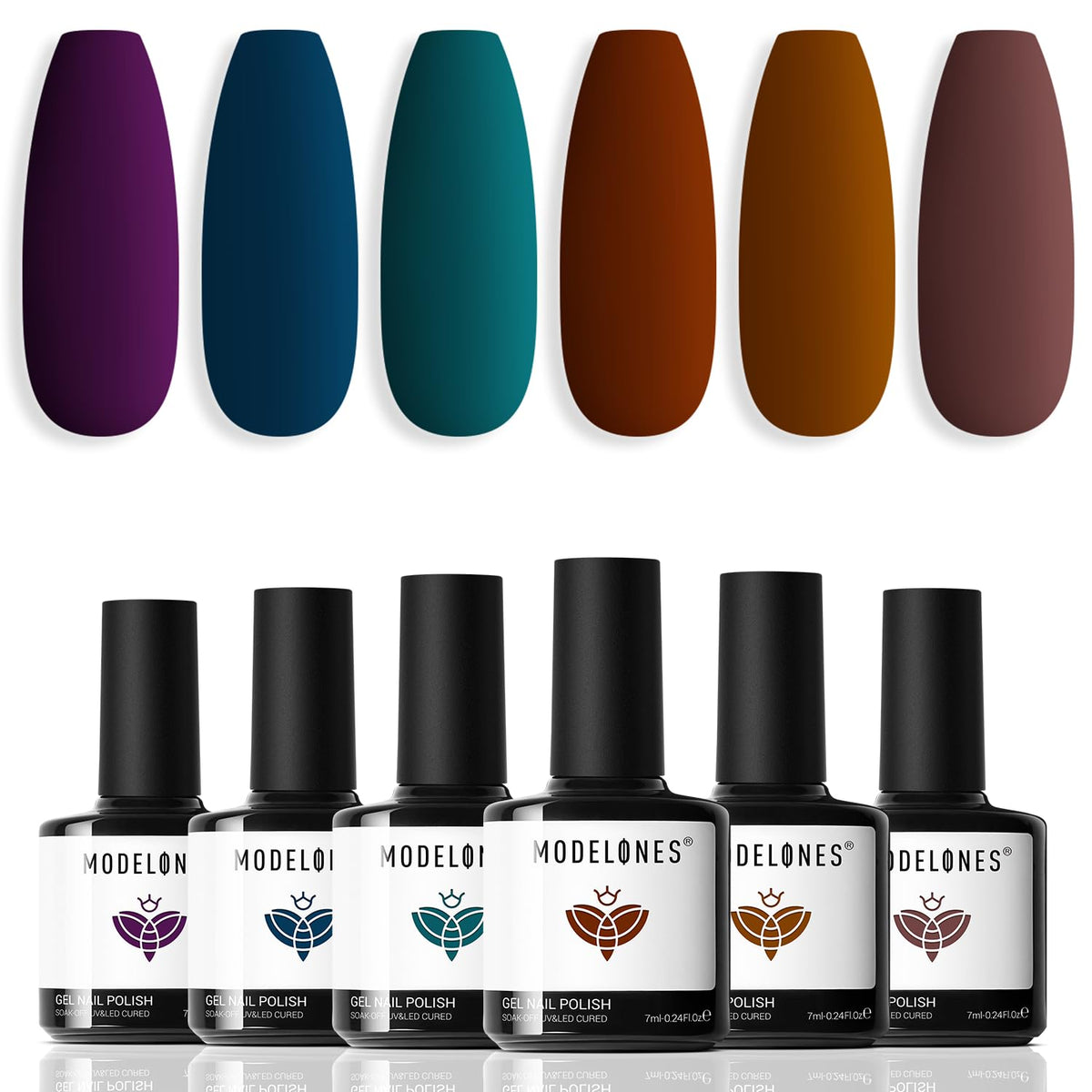 modelones Gel Nail Polish Set 6 dark colours front view