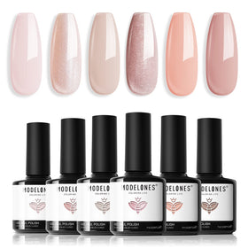 modelones Gel Nail Polish Set 6 glitter shades front view