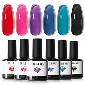 modelones Gel Nail Polish Set 6 jelly shades front view