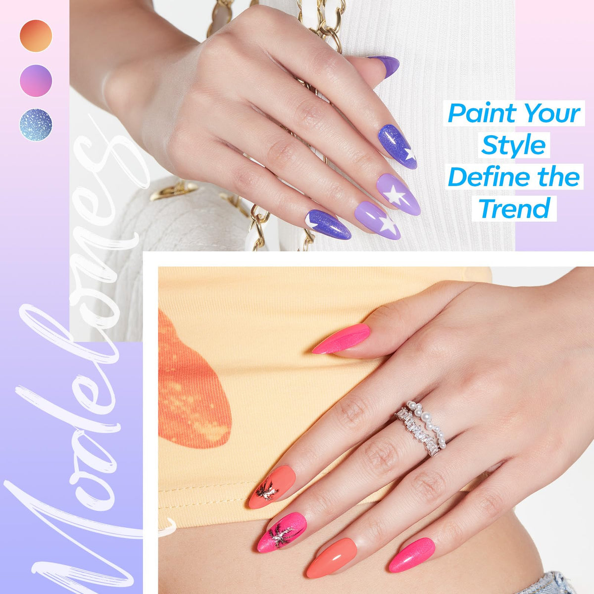 modelones Gel Nail Polish Set displaying pink glitter shade bottle