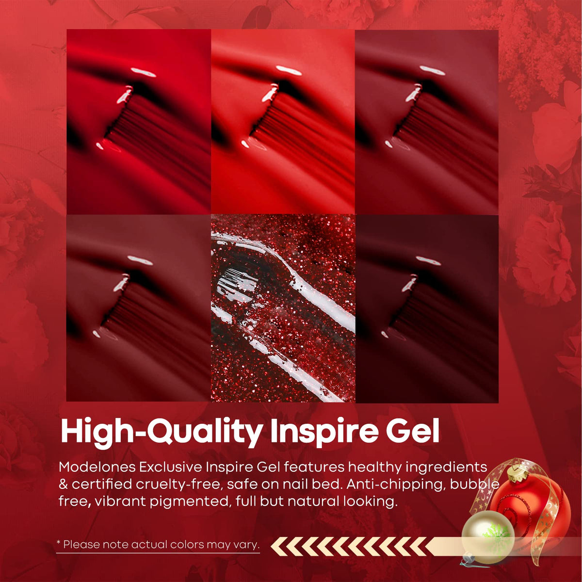 modelones Gel Nail Polish Set glitter shades close-up