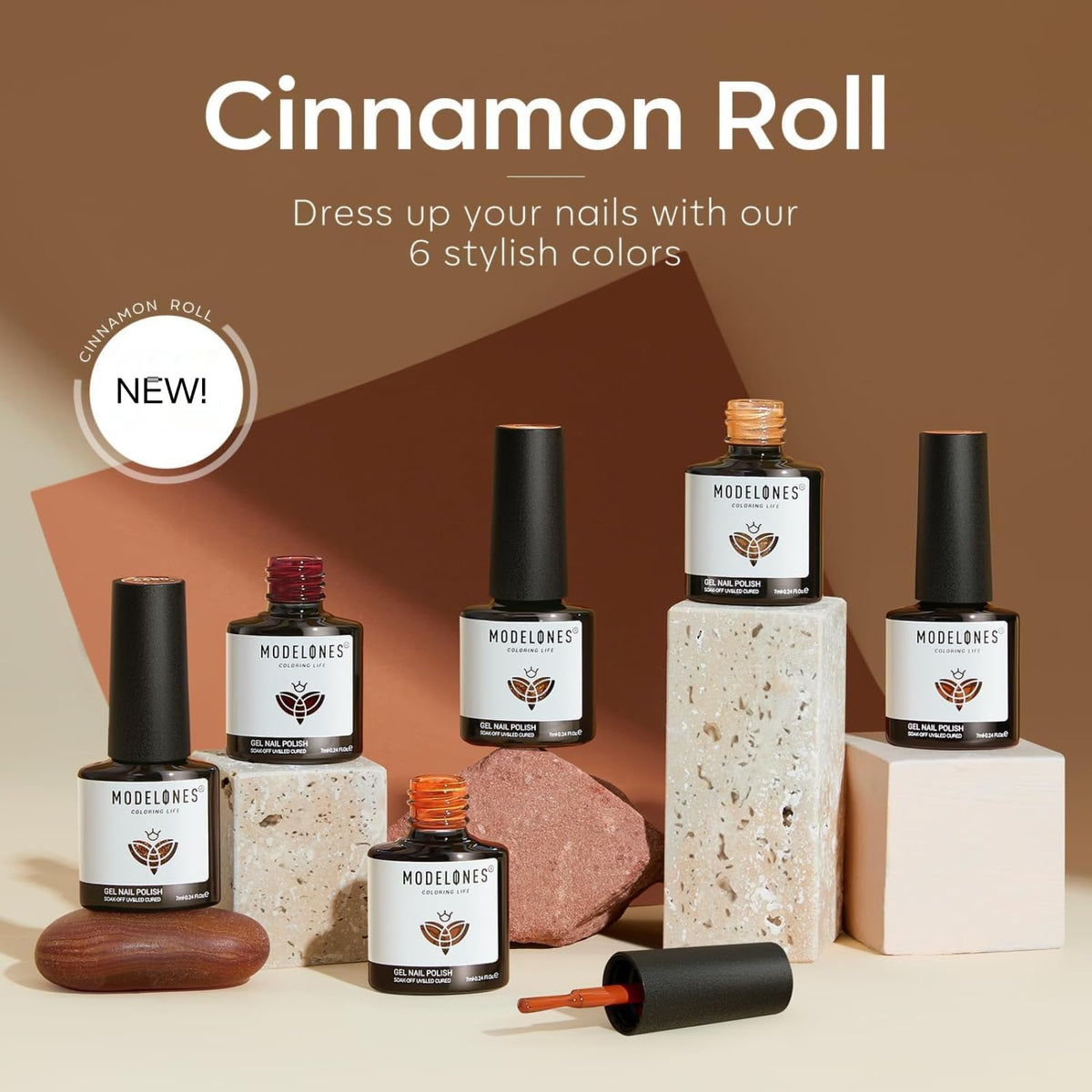 modelones Gel Nail Polish Set showcasing warm brown tones
