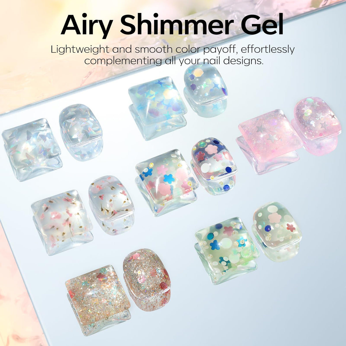 modelones Gel Nail Polish Set with 6 colours on display