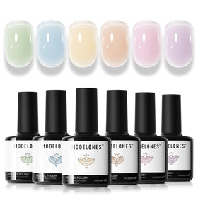 modelones Gel Nail Polish Set with 6 jelly shades in packaging