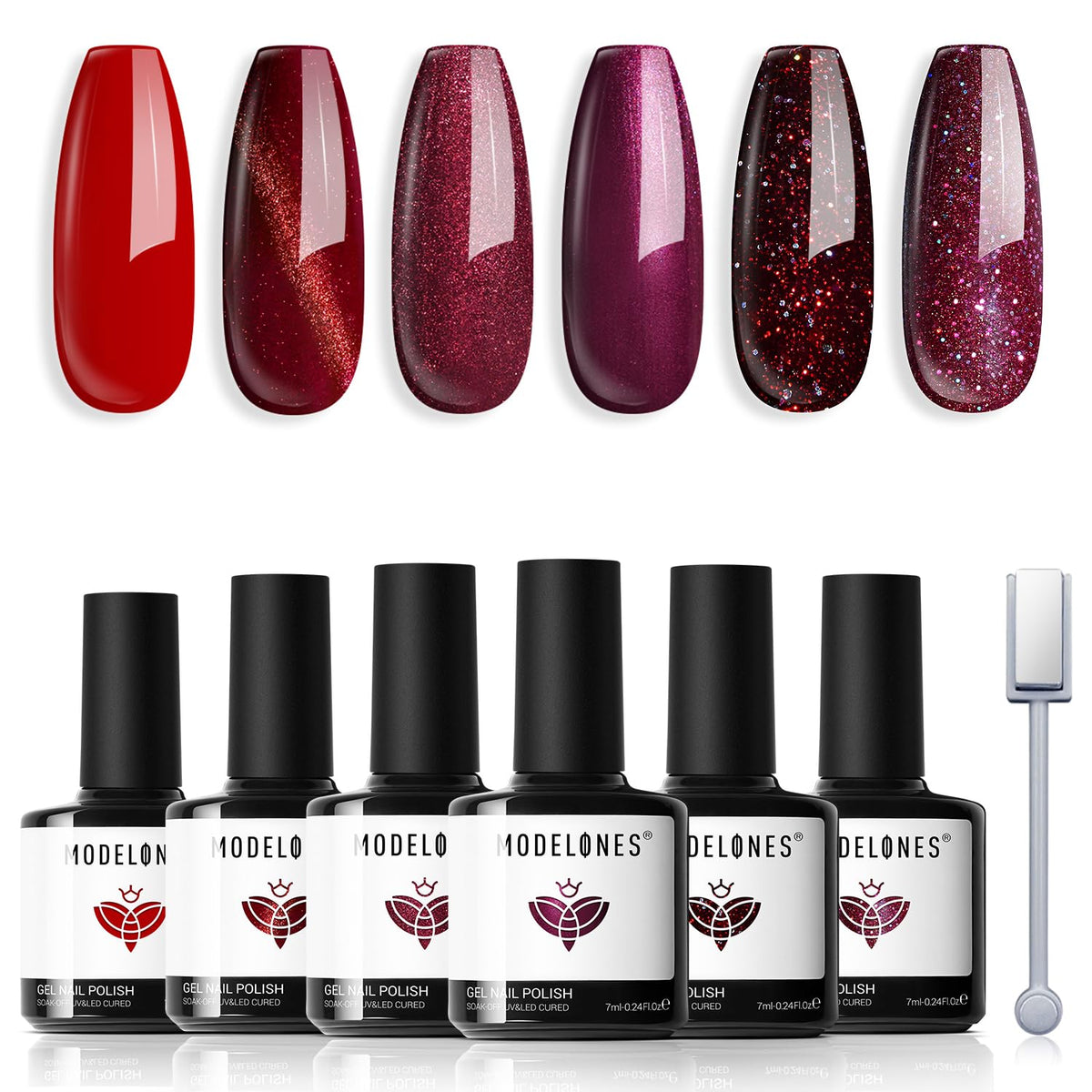 modelones Gel Nail Polish Set with 6 shades and magnetic stick