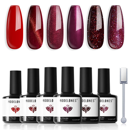 modelones Gel Nail Polish Set with 6 shades and magnetic stick