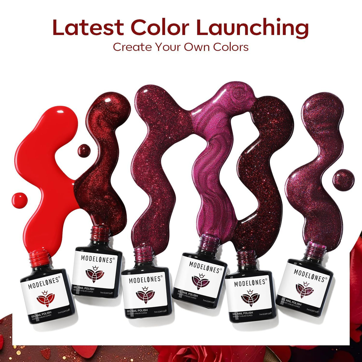 modelones gel nail polish shades in a row