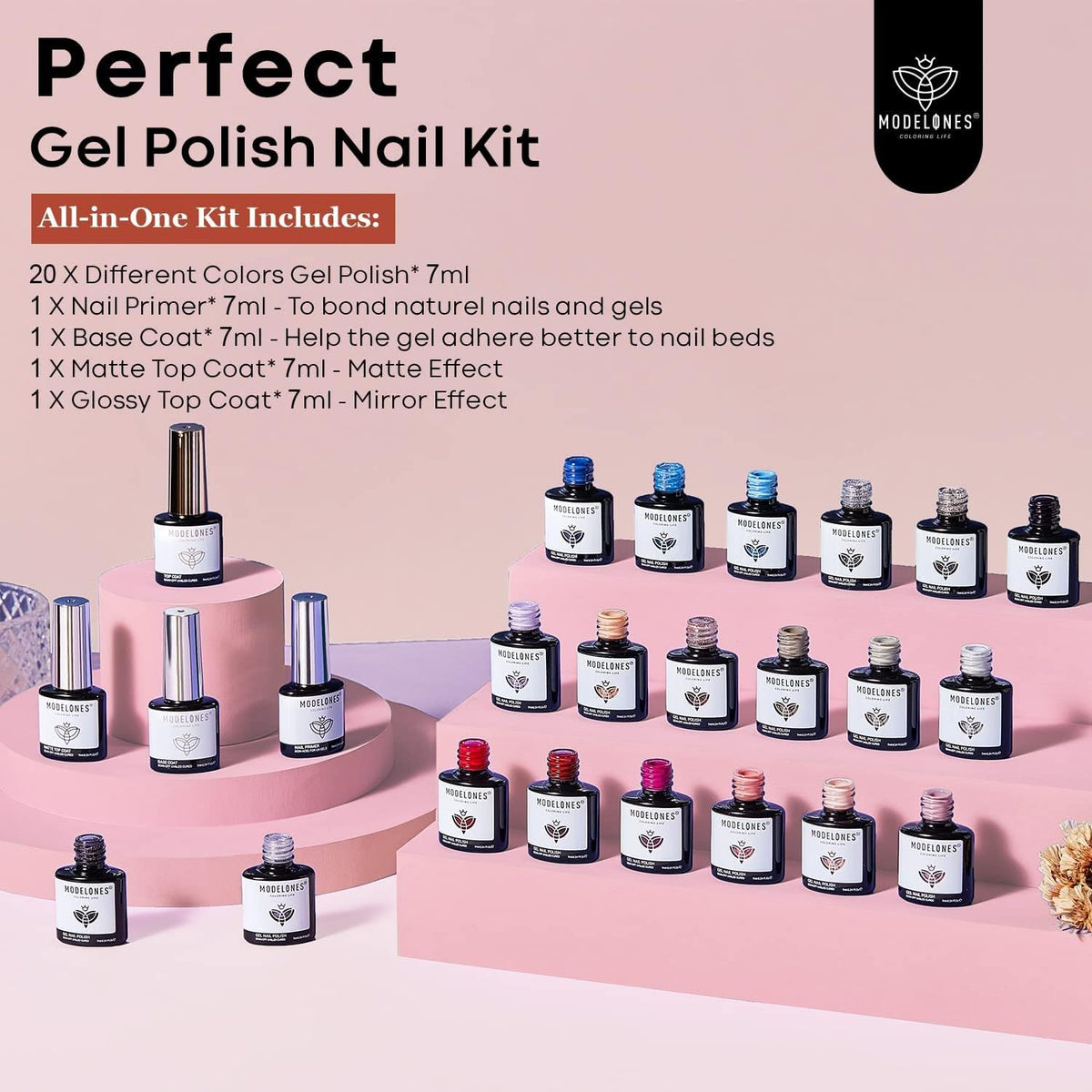 modelones Gel Polish Nail Kit assorted colours on display