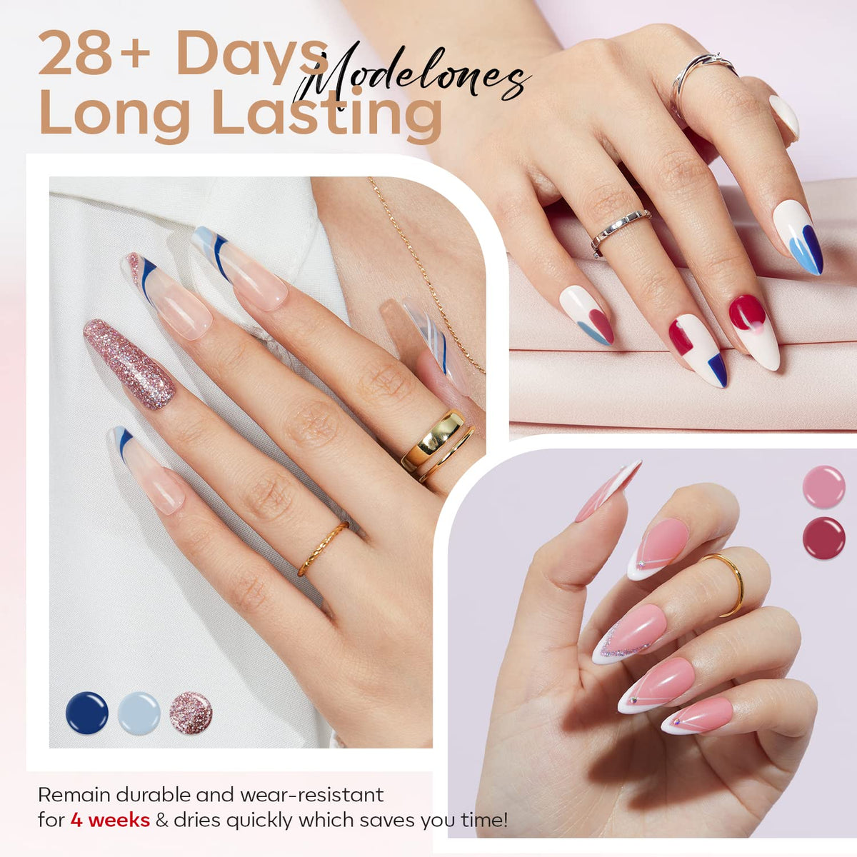 modelones Gel Polish Nail Kit nude pink shade bottle