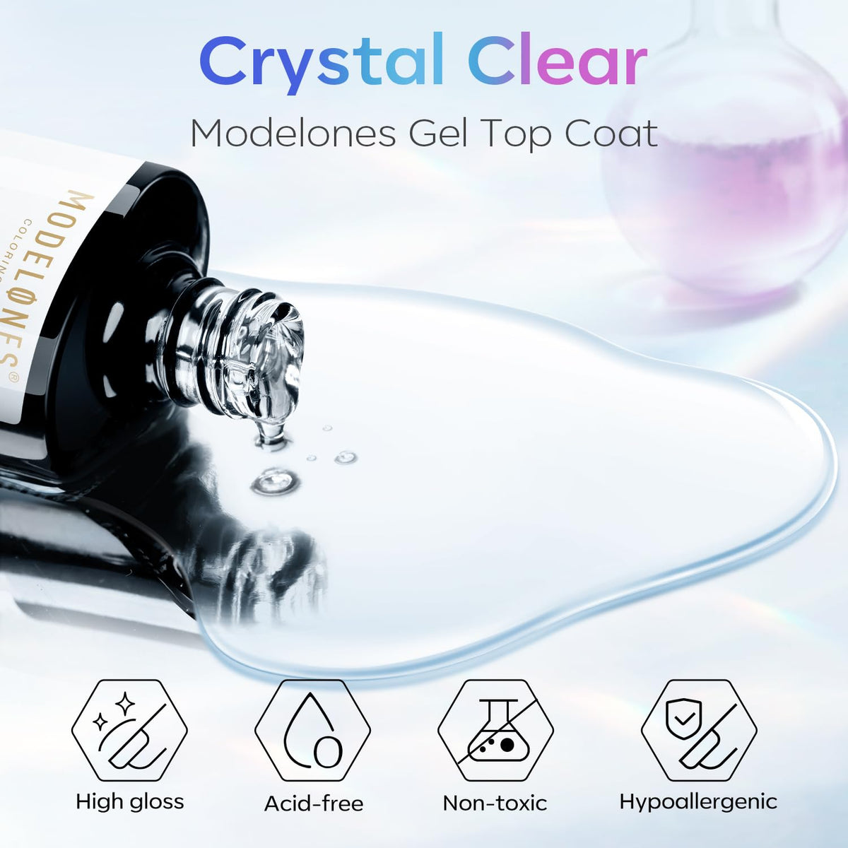 modelones Gel Top Coat 15ml bottle side view