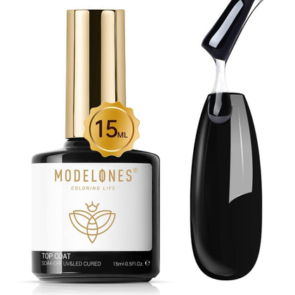 modelones Gel Top Coat 15ml front view with glossy finish