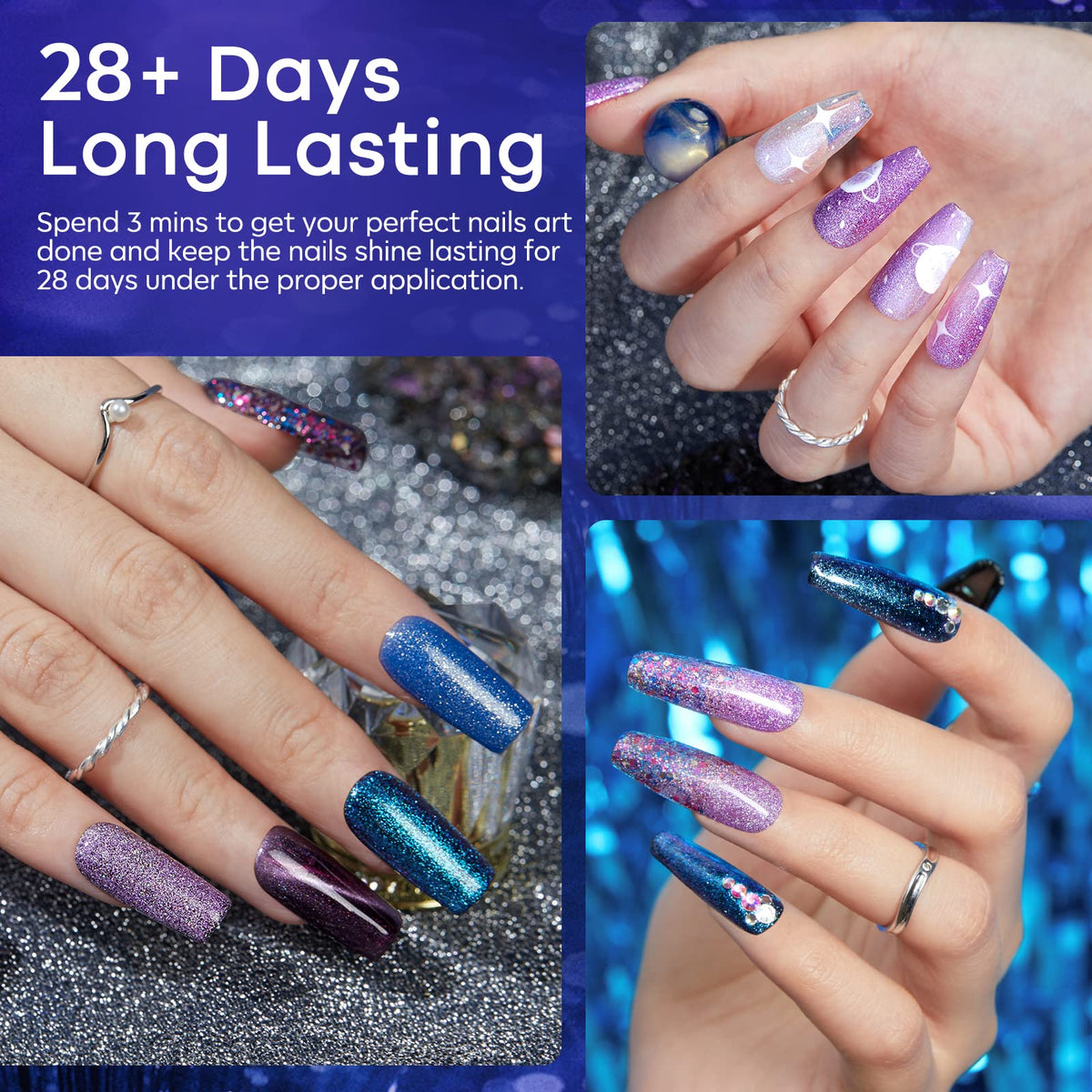 modelones Glitter Blue Color Changing Gel bottle