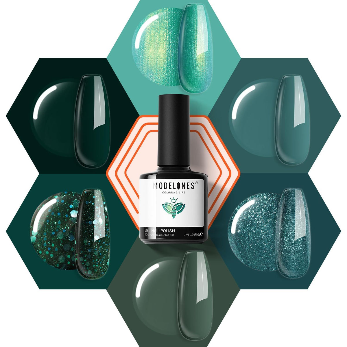 modelones Glitter Gel Nail Polish Set 6 Colours front view