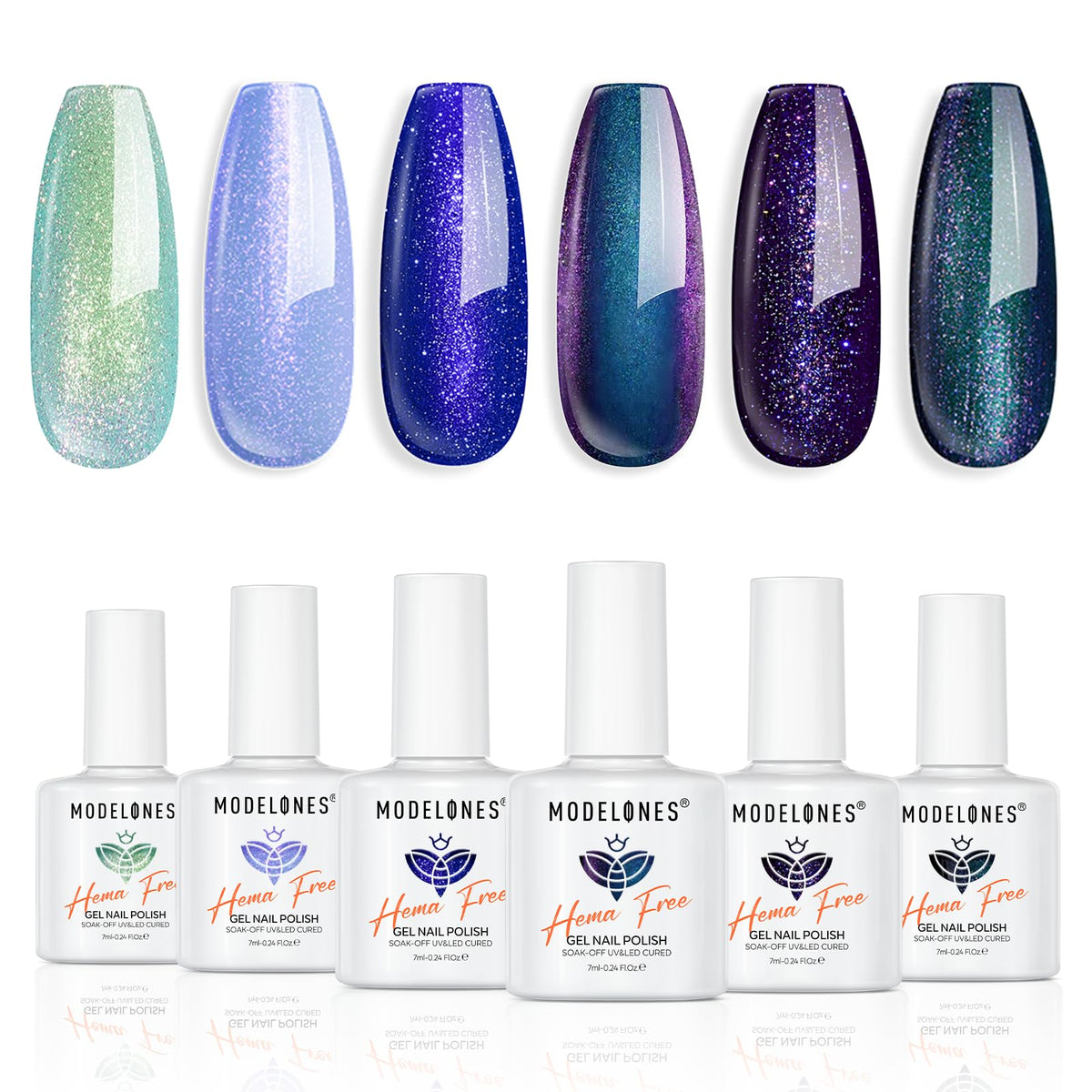 modelones Glitter Gel Nail Polish Set with 6 chameleon colours