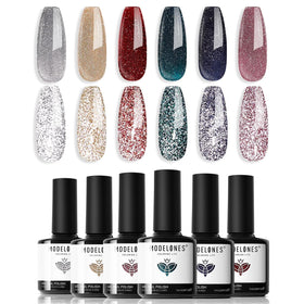 modelones Glitter Gel Nail Polish Set with six colours front view