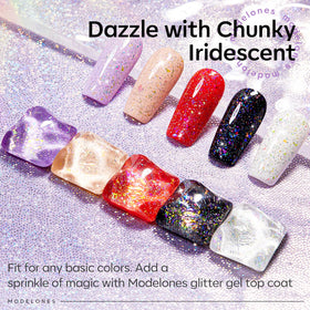 modelones Glitter Gel Top Coat applied on nails