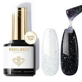 modelones Glitter Gel Top Coat front view with glitter finish