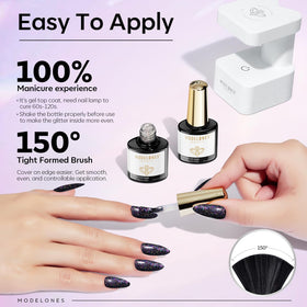 modelones Glitter Gel Top Coat in use during manicure