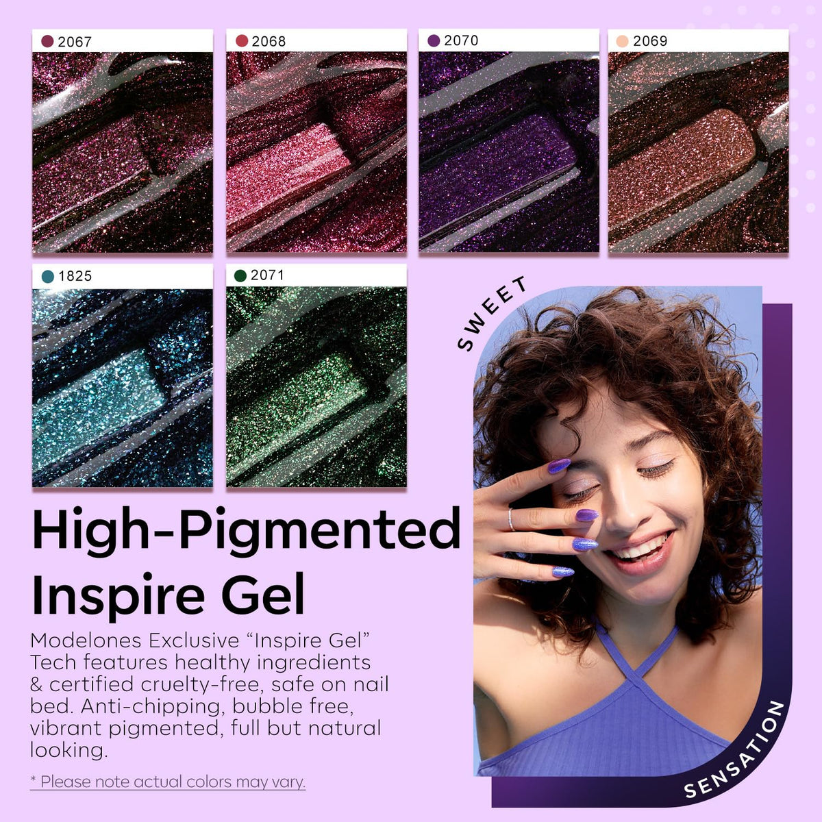 modelones Glitter Green Chameleon Gel Nail Polish close-up