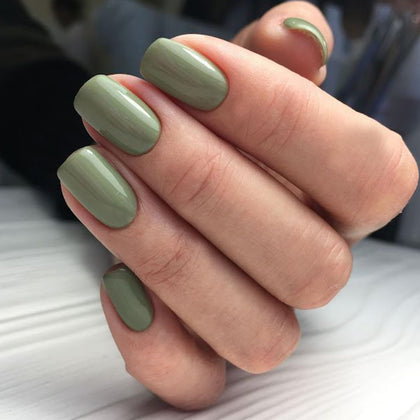modelones Green Press On Nails Short Square kit front view