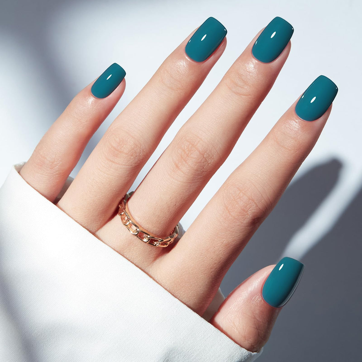 modelones Hazy Blue Press On Nails front view with 32 pieces