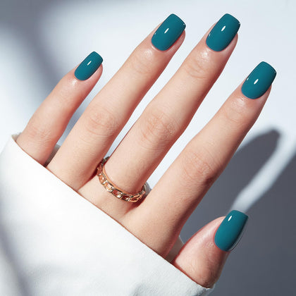 modelones Hazy Blue Press On Nails front view with 32 pieces