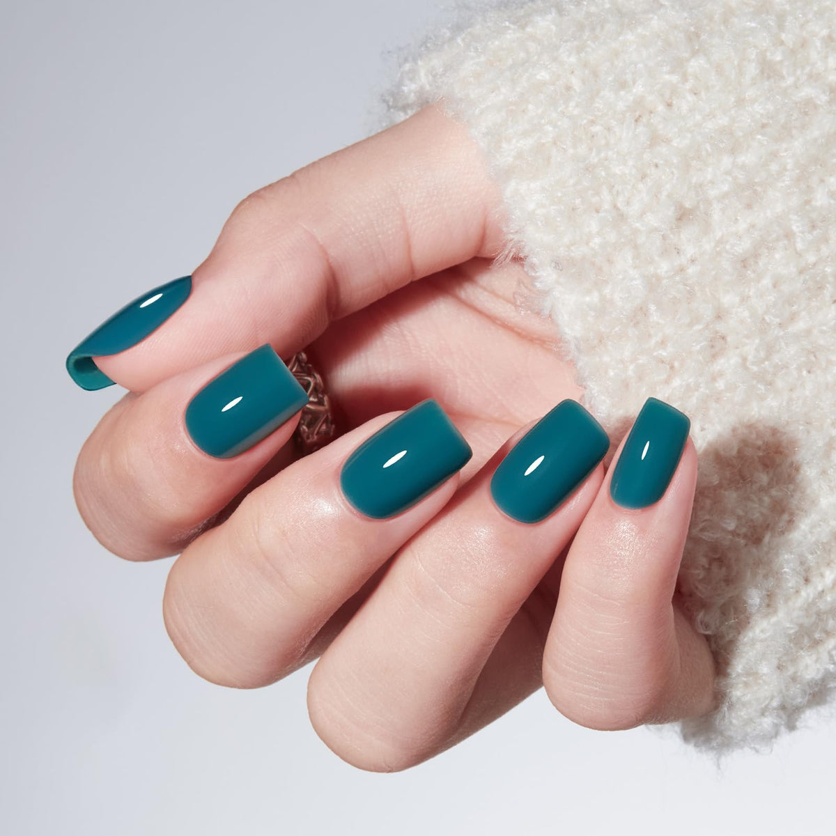 modelones Hazy Blue Press On Nails kit including glue and accessories