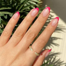 modelones Hot Pink French Tip Press On Nails front view
