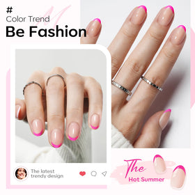 modelones Hot Pink French Tip Press On Nails packaging