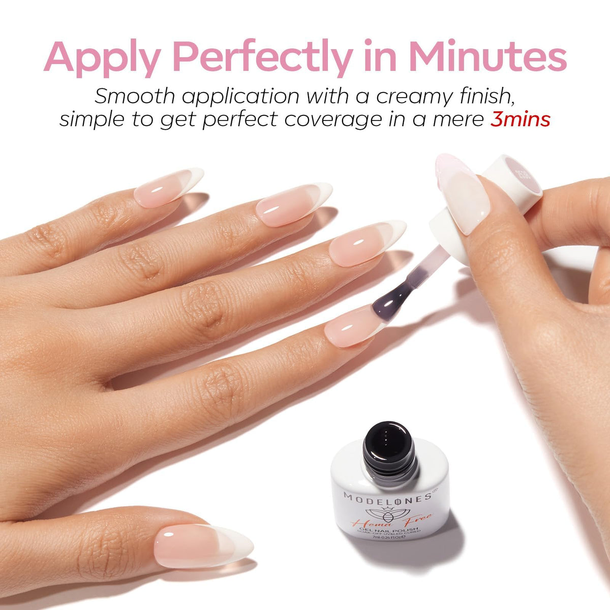 modelones Jelly Gel Nail Polish in use for French tips